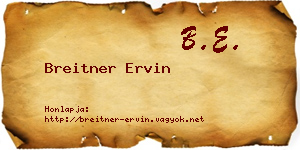 Breitner Ervin névjegykártya